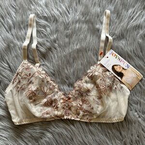 Joyspun Wireless Bralette Womens Size Small Floral Lace Sheer Mesh Unlined Bra